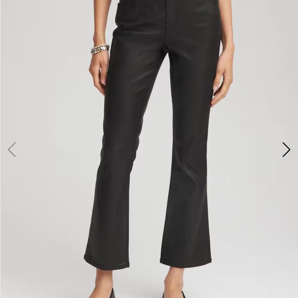 Chico's Black Patent Leather Cropped Flare Jeans